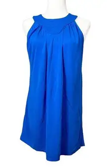 Arden B Women's Halter Neck Pleated Sleeveless Tunic mini dress  Blue Medium