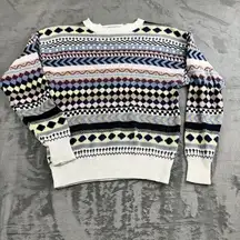 Vintage Stitchworks Sweater Womens Size L Geometric Colorful Grandpa Unique Knit