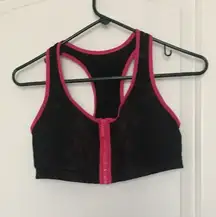 Maurice's Women's Sports Bra Top Zip Up Size Large Black Pink