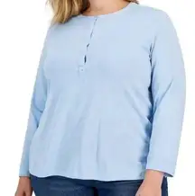 NWT Style & Co Plus Size Henley Top angel falls size 0x