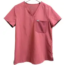 FIGS Scrub Catarina One-Pocket Top V Neck Short Sleeve Mauve Pink Size Small
