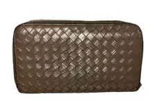 Bottega Veneta Intrecciato Weave Taupe Leather Continental Wallet