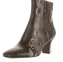 Veronica Beard Felix brown snakeskin embossed leather ankle boots. 7 1/2