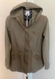 Signature Studio Army Green Hooded Drawstring Cargo Jacket Large