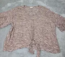 Ariat Top Women’s X-Large Short Sleeve Tiger Stripe‎ Lace Hem Lightweight Blouse