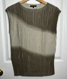 Lafayette 148 New York Ribbed Knit Sleeveless Sweater Top – Size Small Luxury