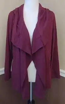 NEW ModCloth Sweet Rain Burgundy Draped Open Front Cardigan with Hood Medium