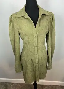 Pretty Little Thing Khaki Cord Ruched Shoulder Pad Detail Shirt Dress