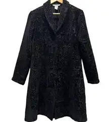 Two Star Dog Black Velvet Button Up Jacket, XS