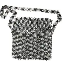 Artistic Stylish Metal Pellets Chainmail Surface Shoulder Bag Women “Nano 1969”