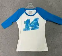 Tony Stewart Shirt Women M Blue White #14 NASCAR Chase Authentics Raglan Tee