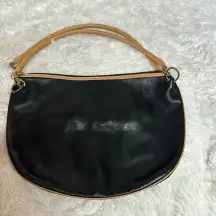 Max New York Black Tan Brown  Handle Leather Purse Shoulder Bag  90s 2000s