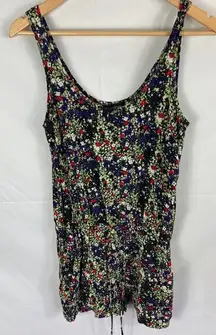 Bebe Floral Print Sleeveless Tie Waist Romper Size Small