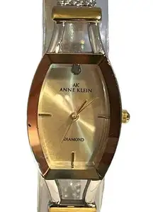 Anne Klein 10-8031SVTT Women's Two Tone Gold Plated White Dial Diamond Watch