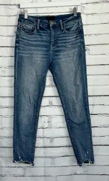 Y2K Buckle Black Ankle Skinny Jeans Women’s 27x27 Fit No. 83 Medium Wash Denim