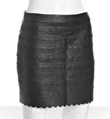 Leifsdottir Scalloped Leather Mini Skirt Black EUC