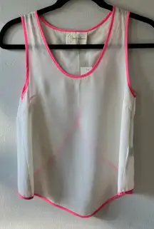 Yumi Kim•NWT•White Silk Tank Top with Pink Trim•Sz S
