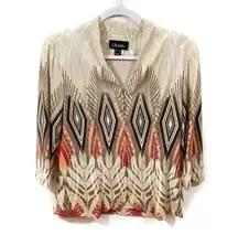 Vintage Double Zips Western Aztec 3/4 Sleeve Jacket