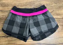 Lululemon Groovy Run Shorts Raspberry Pink Black Check Size 6