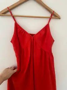 Red Summer Milkmaid Midi Dress