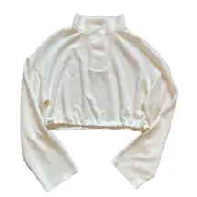 Tinsel Town Cropped Sweatshirt Women’s  XS 4 Snap Collar Drawstring Adjustable