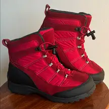 Lands' End Red and Black Ankle Boots for winter weather women’s 8