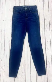 Blue Denim Skinny Jeans Curvy High Rise Jeggings Size 6 Long
