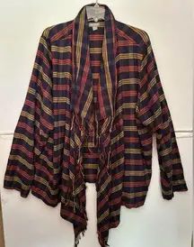 FALLS CREEK LS shawl like cardigan. Multicolored. Size 2X/3X