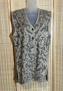 Jacques Vert Vintage 1990s Long Black and Tan Knit Sweater Vest Large?