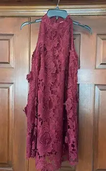 Ellison The Red dress boutique open lace halter style dress size S