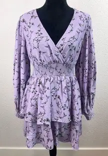 KEEPSAKE The Label Long Sleeve Floral Tiered Mini Dress Size Small (US 4)