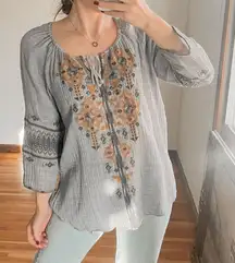 Johnny Was Amika Peasant Blouse Size S