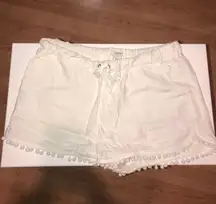 High Waisted White Pom Pom Shorts