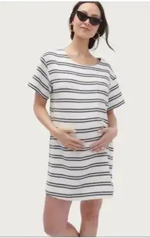 Hatch Maternity Sz 1 S Isa Striped Mini Nautical Shirt Dress