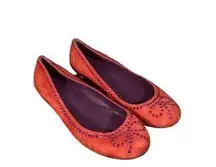 Marc Jacobs Suede Red & Purple Beaded Bow Detail Flats Shoes Women Sz 36