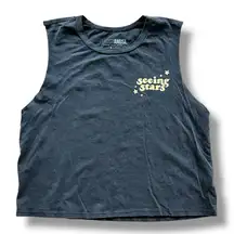 Amuse Society Women’s Gray Yellow Graphic Print Tank Top Seeing Stars M Med