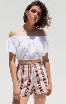 UO Molly Striped Denim Button-Fly Short