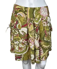 Willow & Clay Skirt‎ Womens Medium Green Mini Pockets Casual Bohemian Peasant