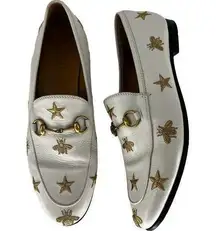 Gucci Jordaan Embroidered Leather Loafer in White