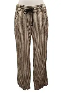 Jolt  Womens Striped Casual Pants Sz 1 XS Linen Blend Black/White Comfy Beachy