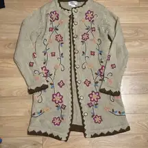 Victor Costa Occassion Flower Embroidery Cardigan Size Small