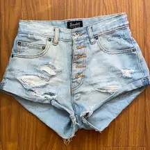 Bardot High Rise Distressed Jean Shorts