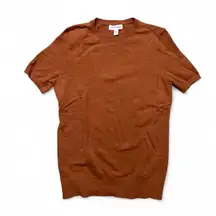 Brown Knit Short Sleeve Sweater by Nordstrom Minimalist Preppy Soft Pullover XXS