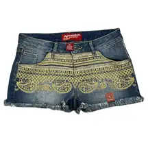 Arizona Jean Co. Womens Shorts Size 1 Regular Denim‎ Jean Cut Off Embellished