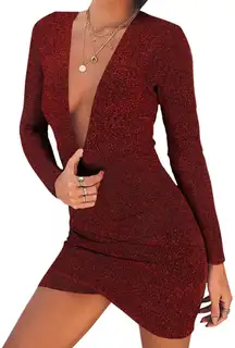 Deep V Bodycon Sparkly Dress