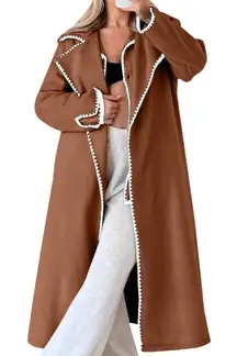 Women's Double Long Sleeved Braided Lapel Long Coat Loose 80s Jacket. Size S