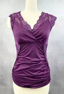Studio Y Women Lace Babydoll Top Medium Coquette Date Night Party Satin Glam Y2K