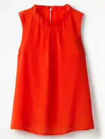Boden Effie Silk Top Womens 8 Orange Ruffle Sleeveless Career Office Cocktail