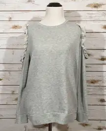 Caslon Ruffle Trim Cold Shoulder Sweatshirt - Gray - Small