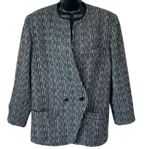 Vintage Linda Richards Plaid Tweed Wool Houndstooth Blazer